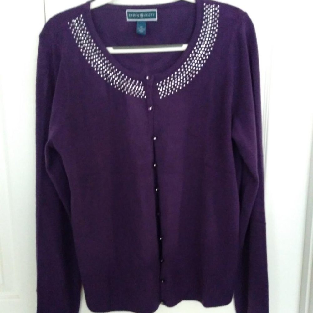 Plum Sweater with Jewels at Collar